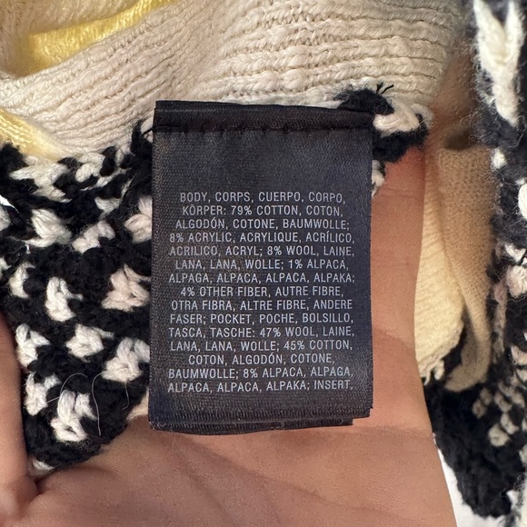 NWT Anthropology Yellow Bird Slubby Moto Jacket Sweater in Ivory Black Size XS - Picture 7 of 9